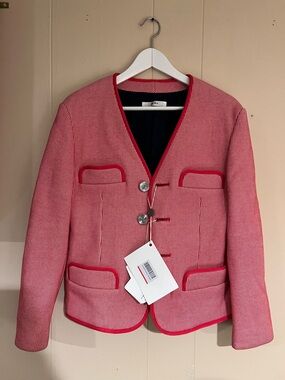 Tailored Pink-Red Striped Women's Blazer